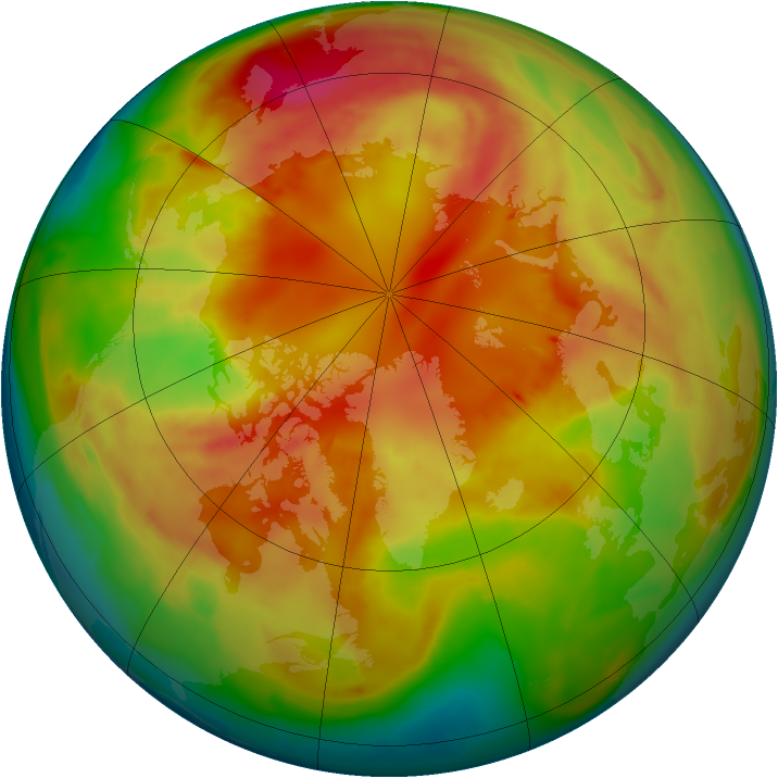 Arctic ozone map for 25 February 2009